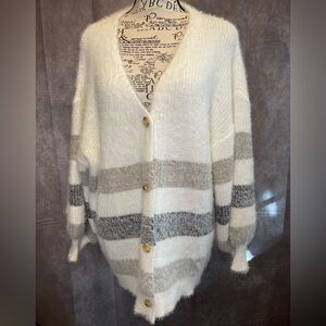 Cozy Striped Cardigan Sweater NWOT 2X